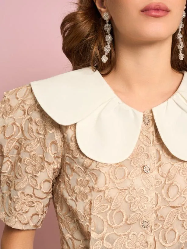 Sister Jane Tops Womenswear Cinnamon Lace Blouse Glamoured Gold