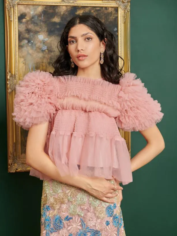 Sister Jane Tops Womenswear DREAM Frida Tulle Ruffle Top Baby Pink