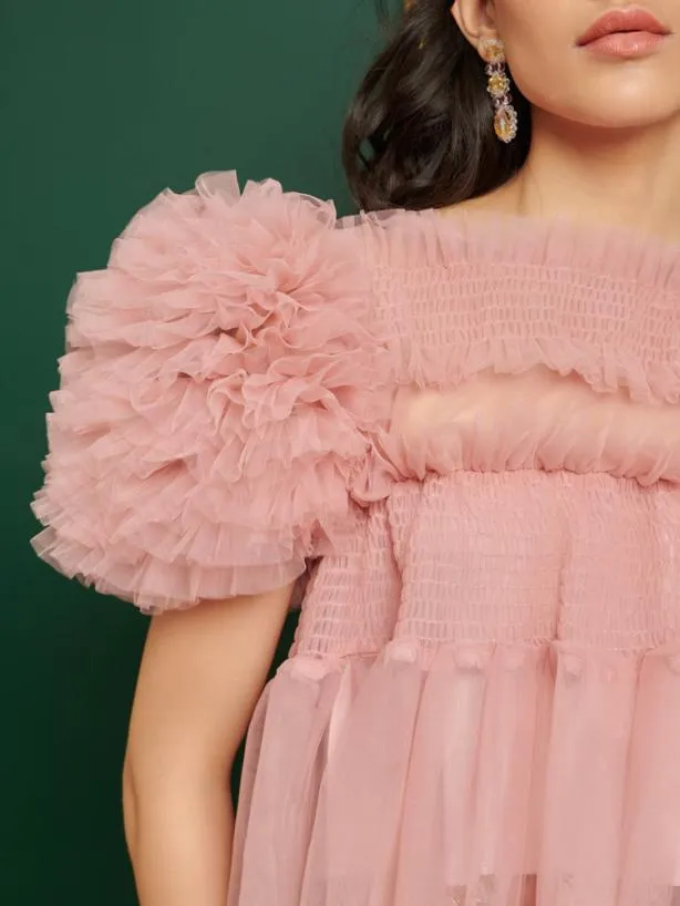 Sister Jane Tops Womenswear DREAM Frida Tulle Ruffle Top Baby Pink