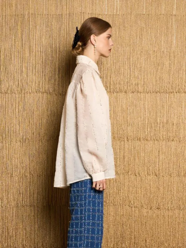 Sister Jane Tops Womenswear DREAM Lyrical Bead Oversized Shirt Ivory Cream