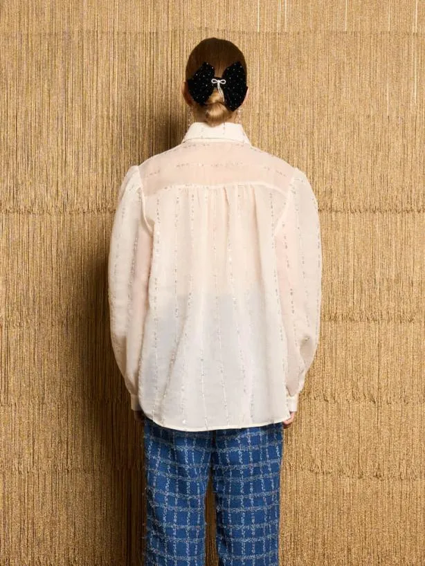 Sister Jane Tops Womenswear DREAM Lyrical Bead Oversized Shirt Ivory Cream