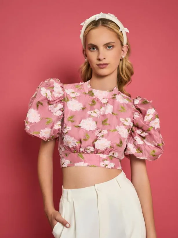 Sister Jane Tops Womenswear DREAM Pansy Jacquard Tie Top French Rose