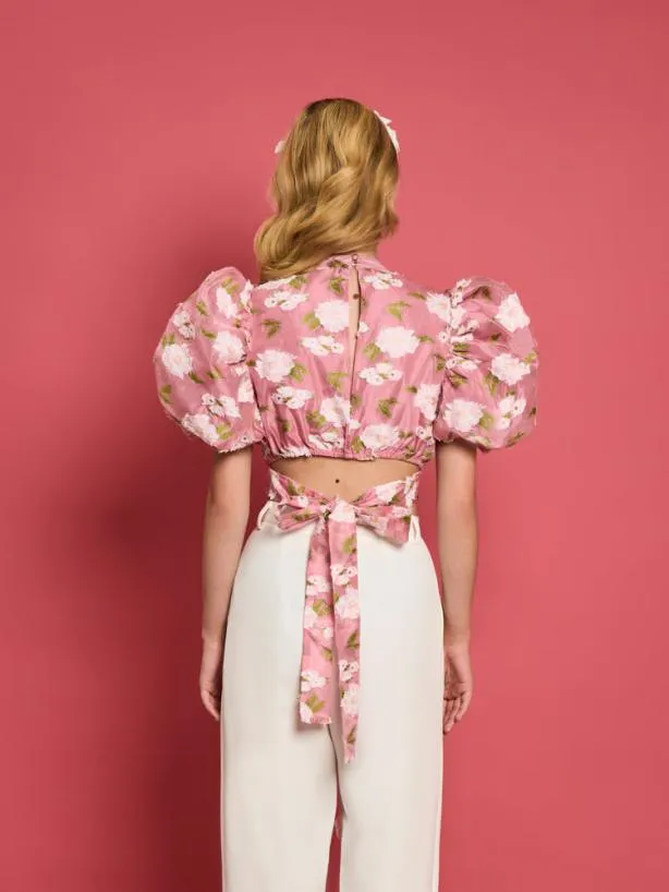 Sister Jane Tops Womenswear DREAM Pansy Jacquard Tie Top French Rose