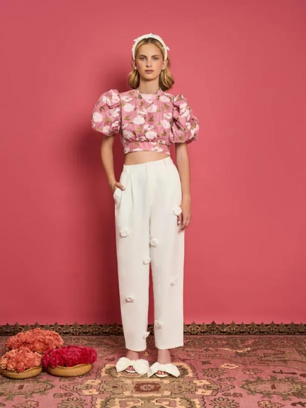 Sister Jane Tops Womenswear DREAM Pansy Jacquard Tie Top French Rose
