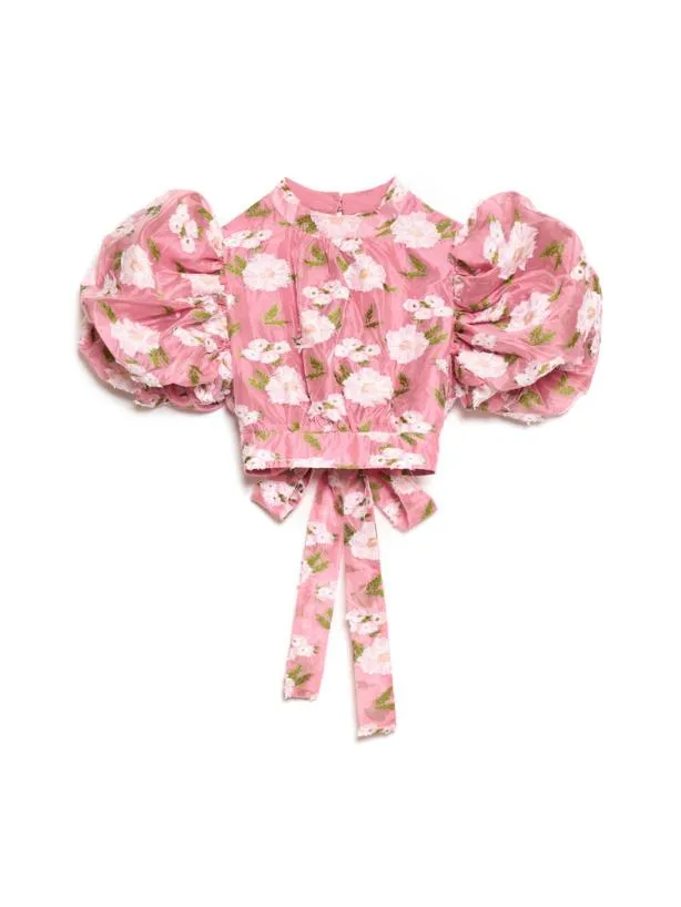 Sister Jane Tops Womenswear DREAM Pansy Jacquard Tie Top French Rose