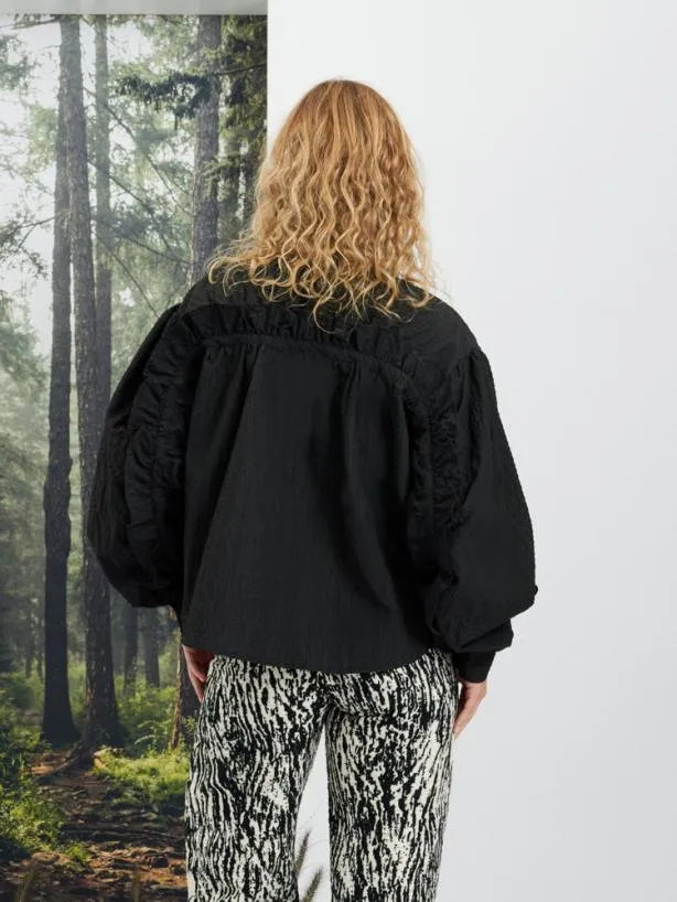 Sister Jane Tops Womenswear Ghospell Cassia Ruffle Shirt Coal Black