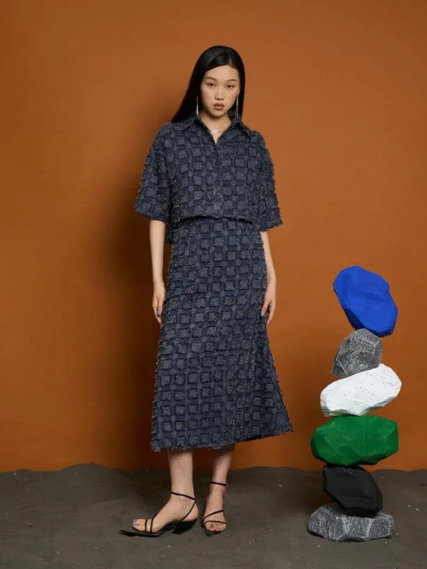 Sister Jane Tops Womenswear Ghospell Esther Fray Boxy Shirt Aegean Blue