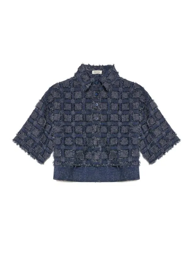 Sister Jane Tops Womenswear Ghospell Esther Fray Boxy Shirt Aegean Blue