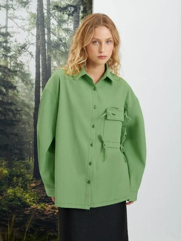 Sister Jane Tops Womenswear Ghospell Hollis Pocket Shirt Pear Green
