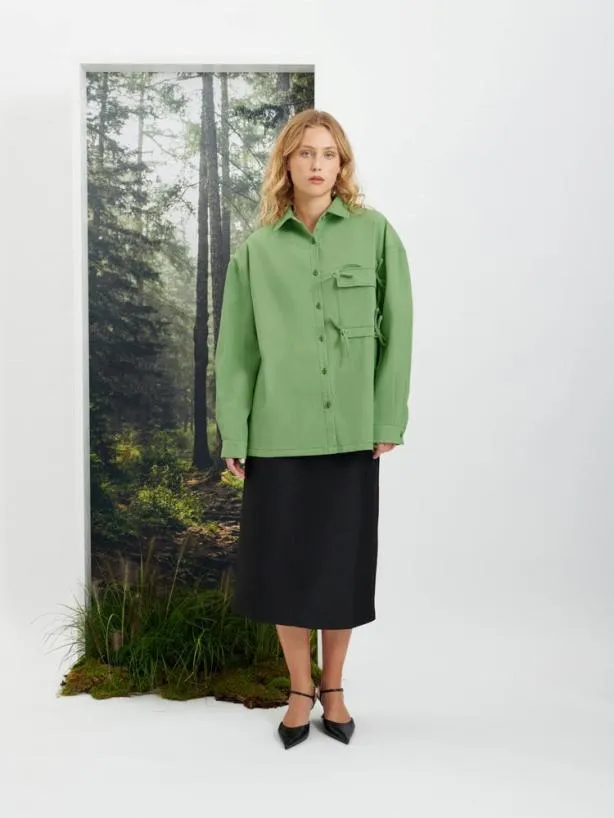 Sister Jane Tops Womenswear Ghospell Hollis Pocket Shirt Pear Green
