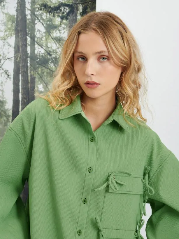 Sister Jane Tops Womenswear Ghospell Hollis Pocket Shirt Pear Green