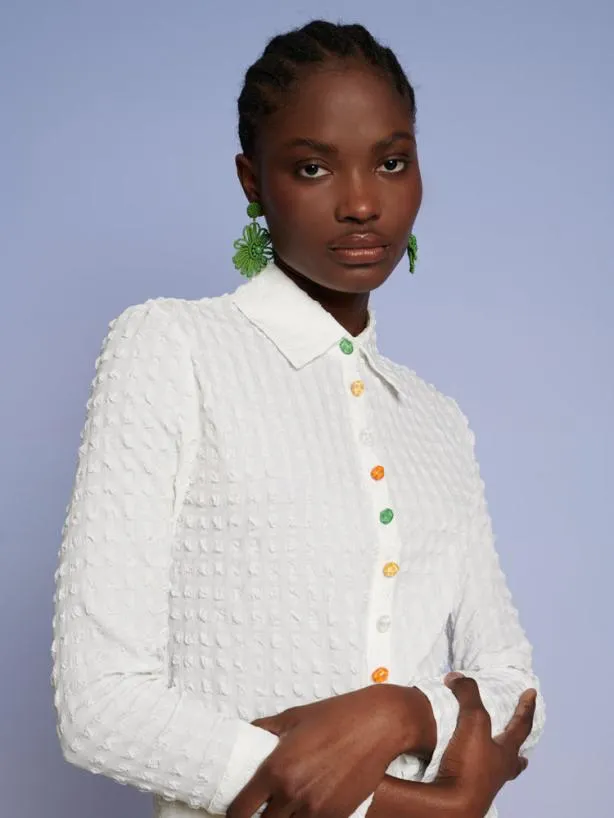 Sister Jane Tops Womenswear Ghospell Nikita Button Shirt Brillant White