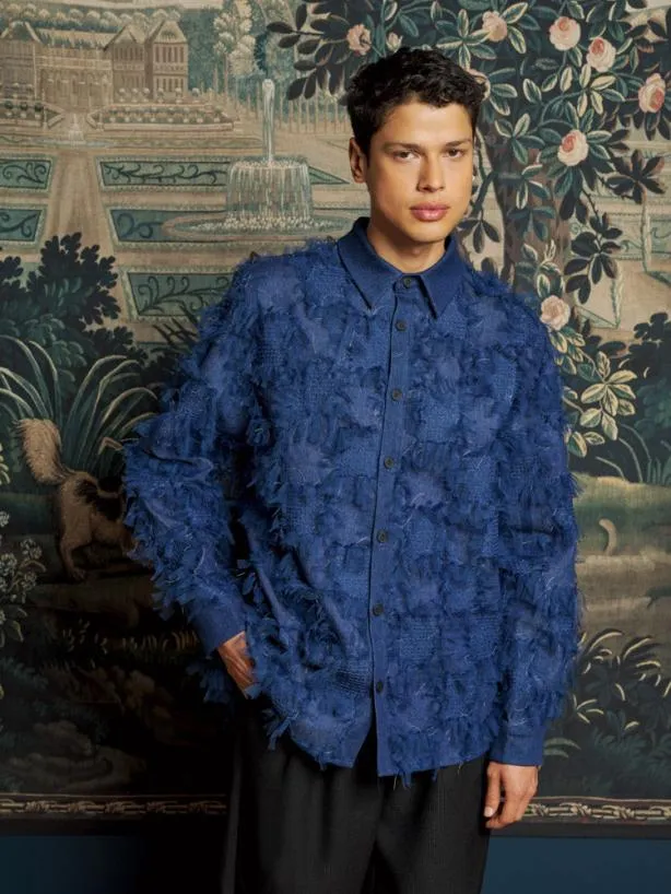 Sister Jane Tops Womenswear Grayson Tulle Denim Over Shirt Indigo Blue
