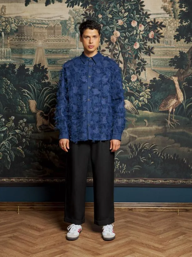 Sister Jane Tops Womenswear Grayson Tulle Denim Over Shirt Indigo Blue