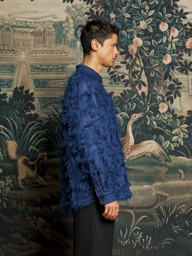 Sister Jane Tops Womenswear Grayson Tulle Denim Over Shirt Indigo Blue