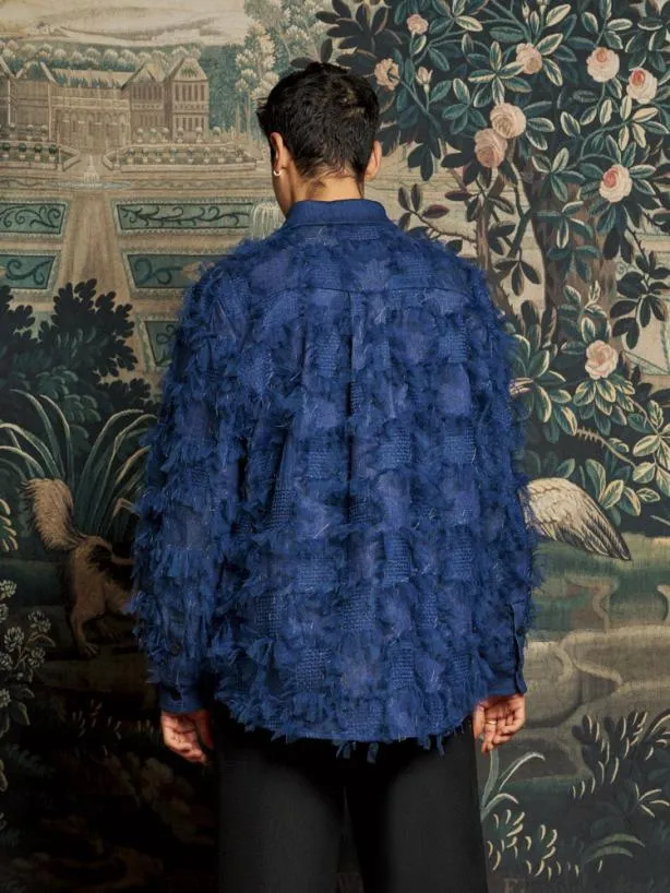 Sister Jane Tops Womenswear Grayson Tulle Denim Over Shirt Indigo Blue