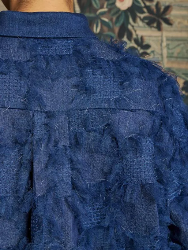 Sister Jane Tops Womenswear Grayson Tulle Denim Over Shirt Indigo Blue