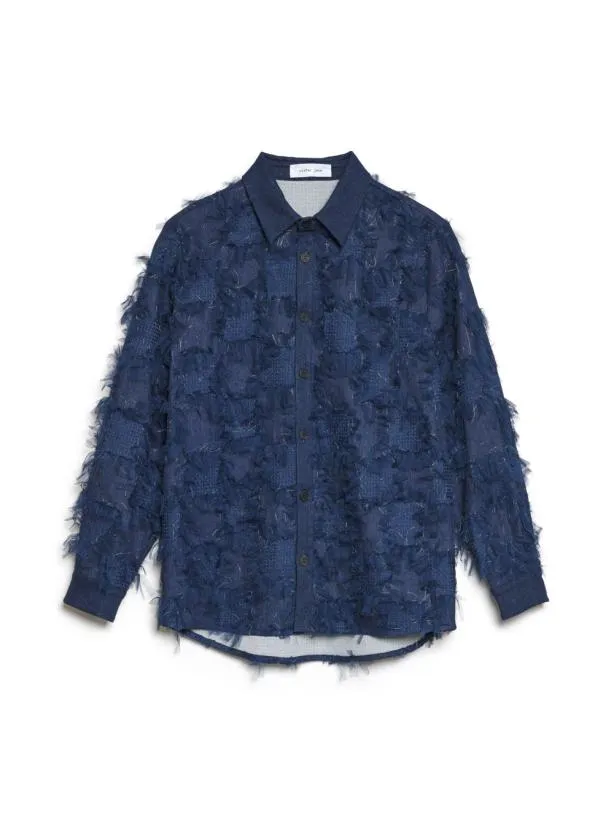 Sister Jane Tops Womenswear Grayson Tulle Denim Over Shirt Indigo Blue
