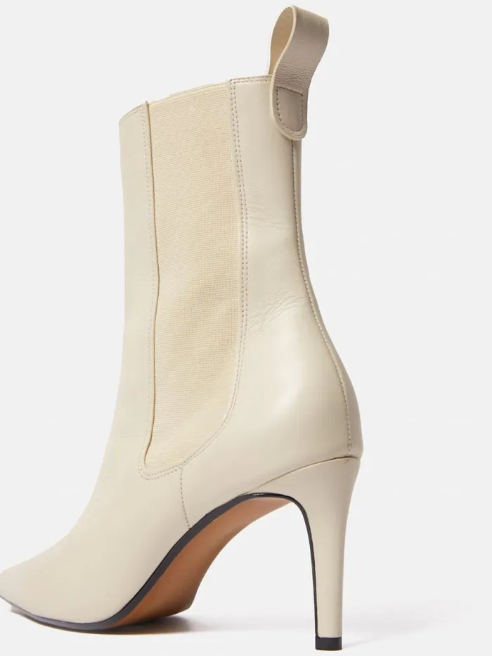 Skelter Heeled Boot Cream Women Jigsaw Boots