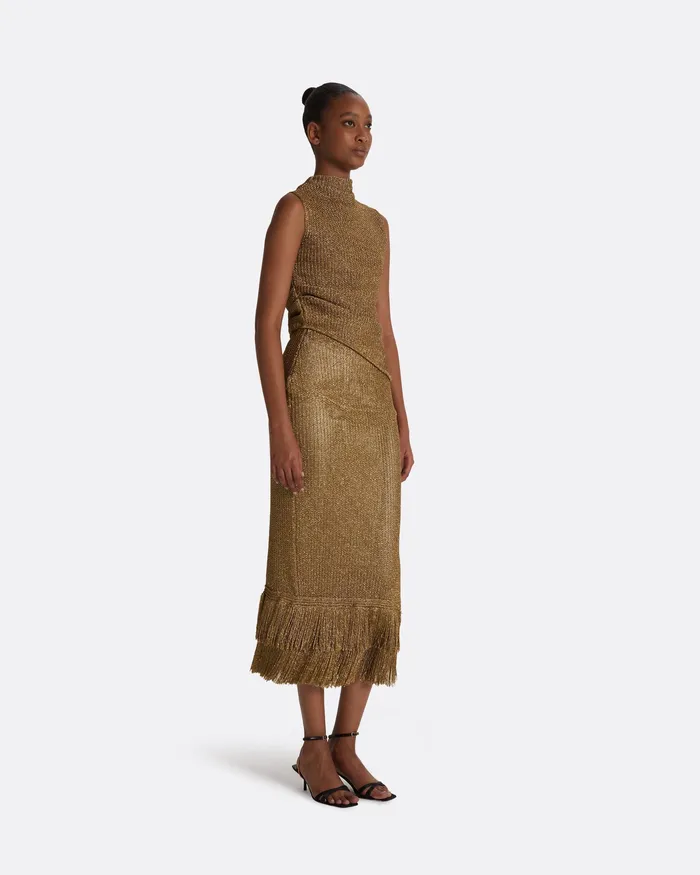 Skirts Safiyaa Women Remmie Gold Knit Skirt Gold