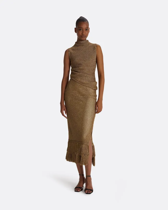 Skirts Safiyaa Women Remmie Gold Knit Skirt Gold