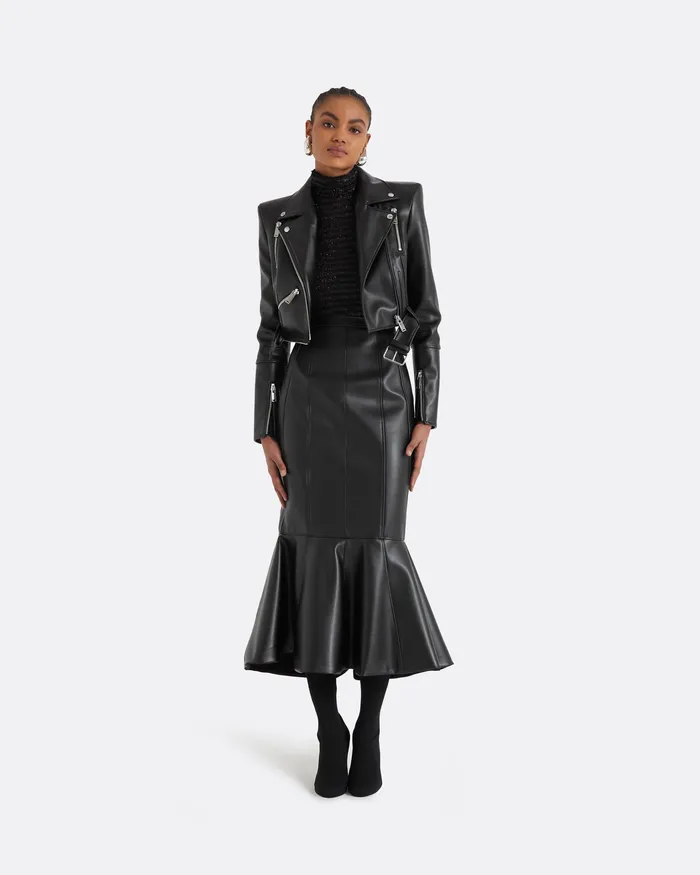 Skirts Women Safiyaa Henner Black Vegan Leather Skirt Black