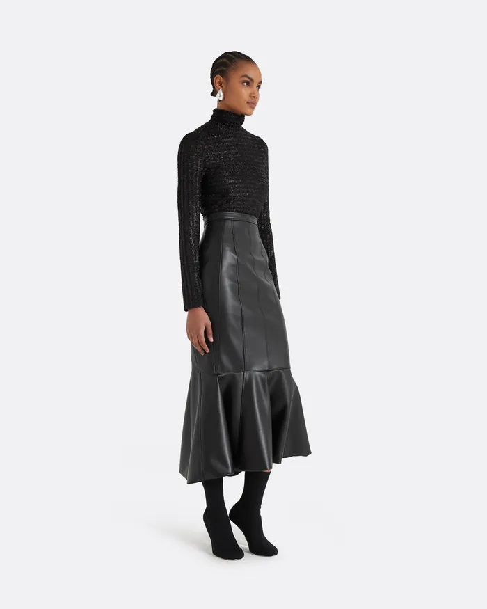 Skirts Women Safiyaa Henner Black Vegan Leather Skirt Black