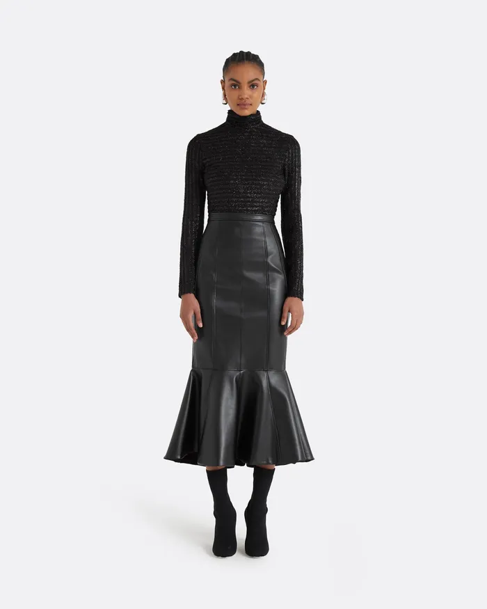 Skirts Women Safiyaa Henner Black Vegan Leather Skirt Black