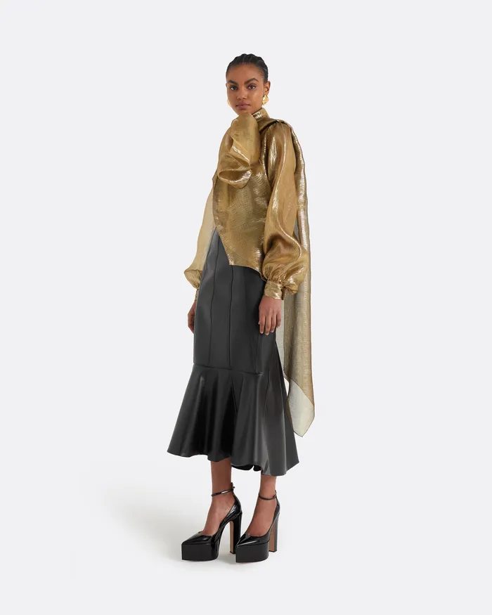 Skirts Women Safiyaa Henner Black Vegan Leather Skirt Black