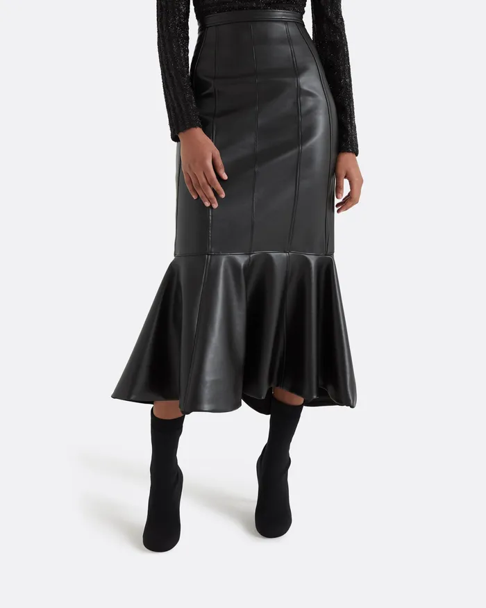 Skirts Women Safiyaa Henner Black Vegan Leather Skirt Black