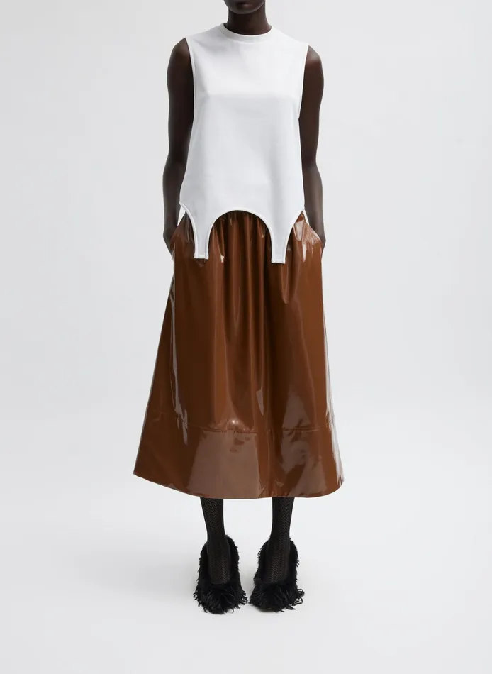 Skirts Women Tibi Light Weight Patent Smocking Waistband Full Skirt