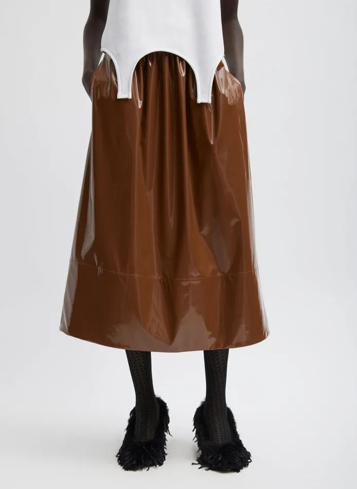 Skirts Women Tibi Light Weight Patent Smocking Waistband Full Skirt