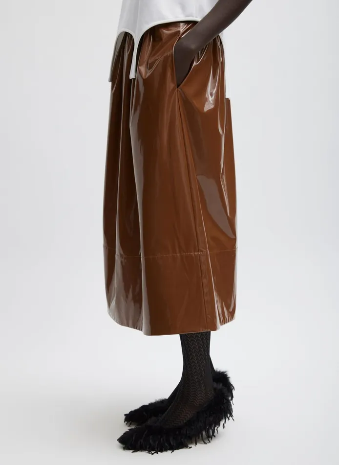 Skirts Women Tibi Light Weight Patent Smocking Waistband Full Skirt
