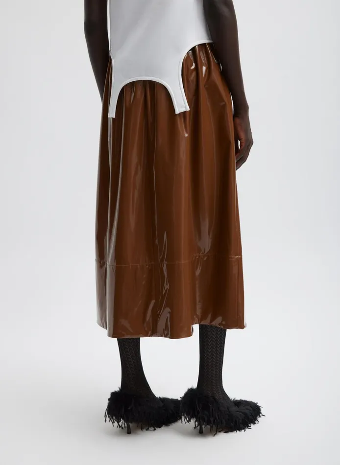 Skirts Women Tibi Light Weight Patent Smocking Waistband Full Skirt