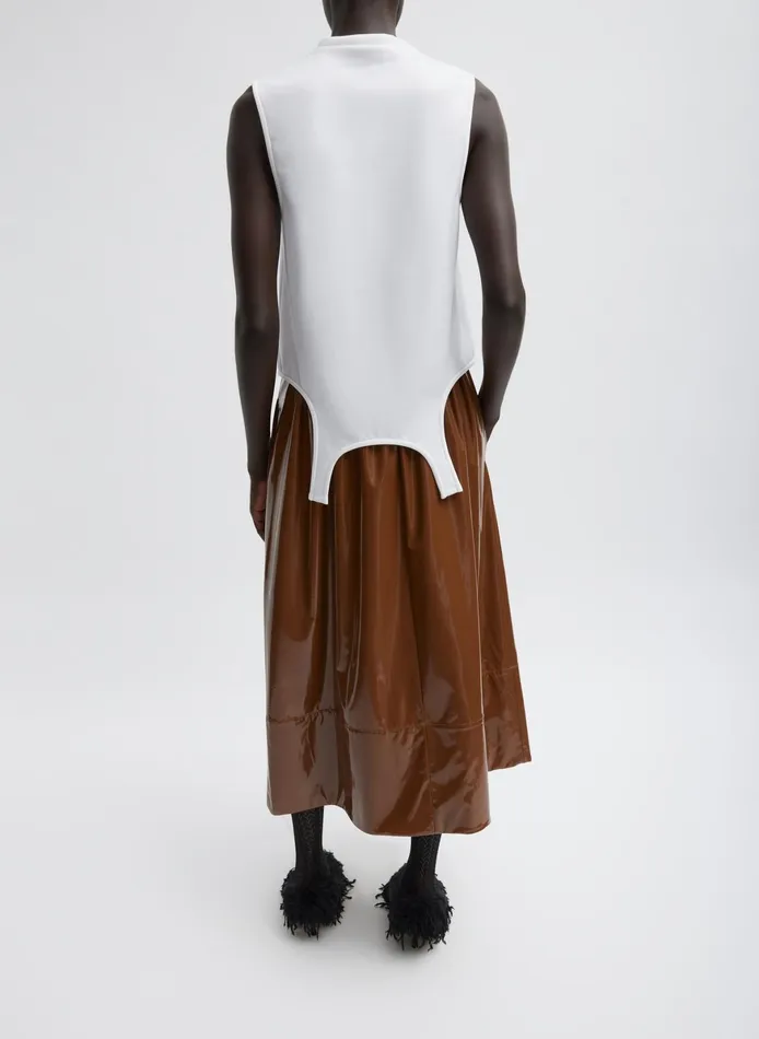 Skirts Women Tibi Light Weight Patent Smocking Waistband Full Skirt