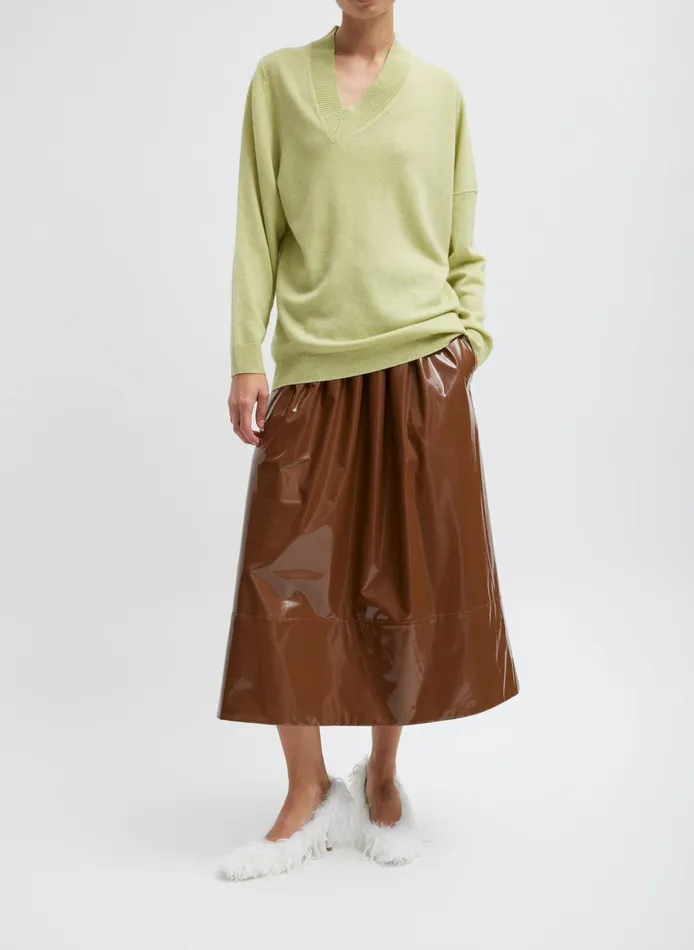 Skirts Women Tibi Light Weight Patent Smocking Waistband Full Skirt