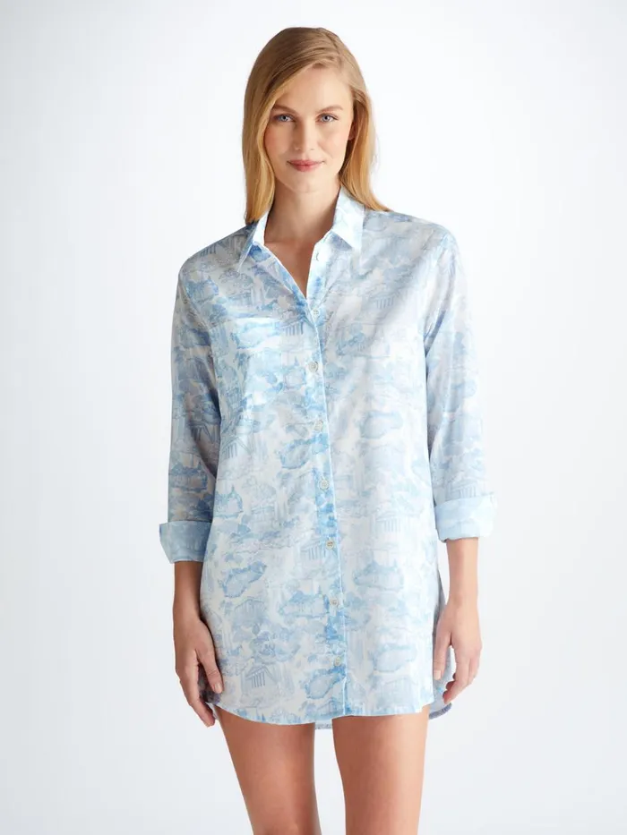 Sleep Shirts Women Derek Rose Nightshirt Ledbury 77 Cotton Batiste White