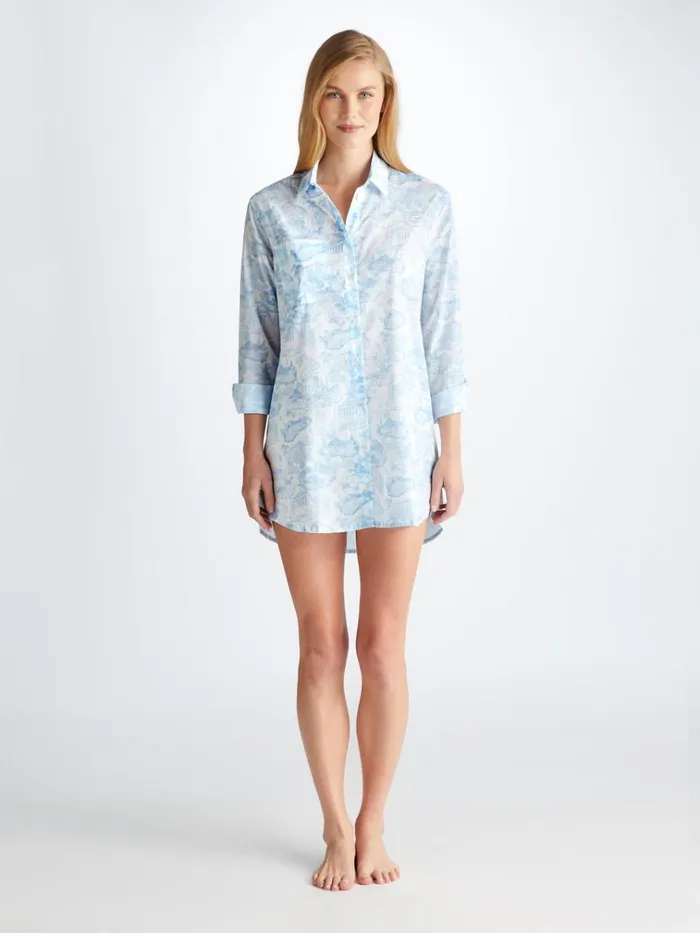 Sleep Shirts Women Derek Rose Nightshirt Ledbury 77 Cotton Batiste White