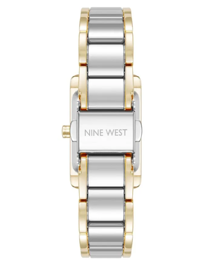 Slim Rectangular Case Watch Goldsilver Women Nine West Straps