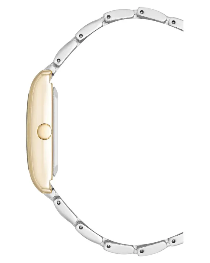 Slim Rectangular Case Watch Goldsilver Women Nine West Straps