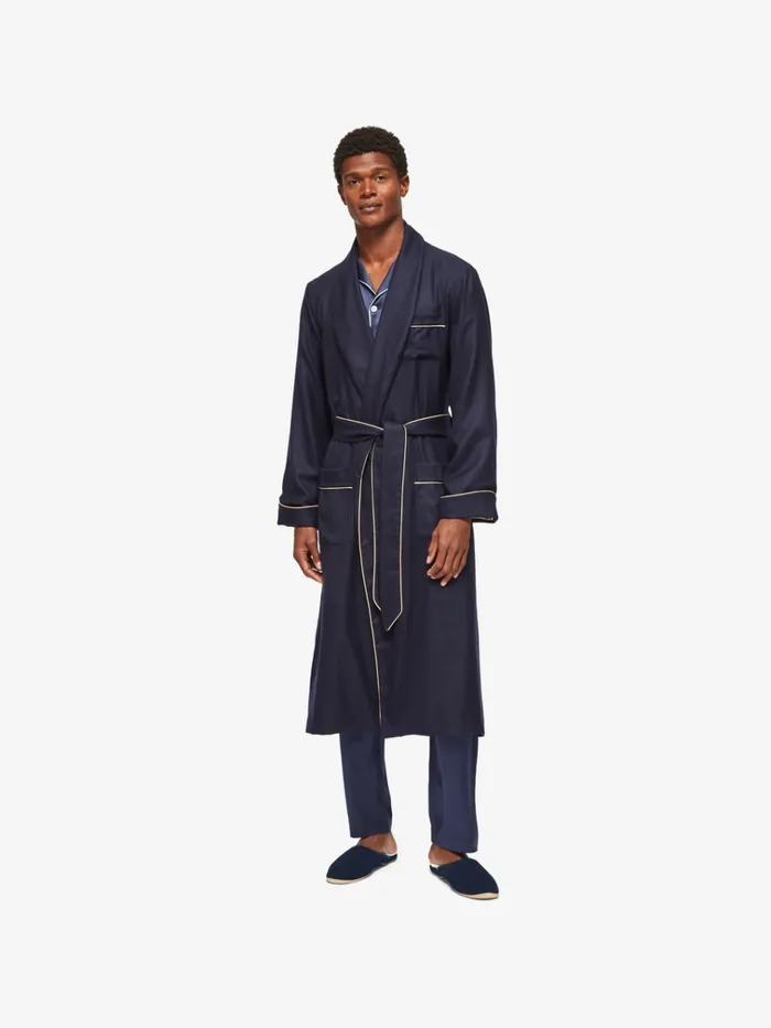 Slippers MenSlippers Derek Rose Mule Slippers Douglas Suede Sheepskin Navy