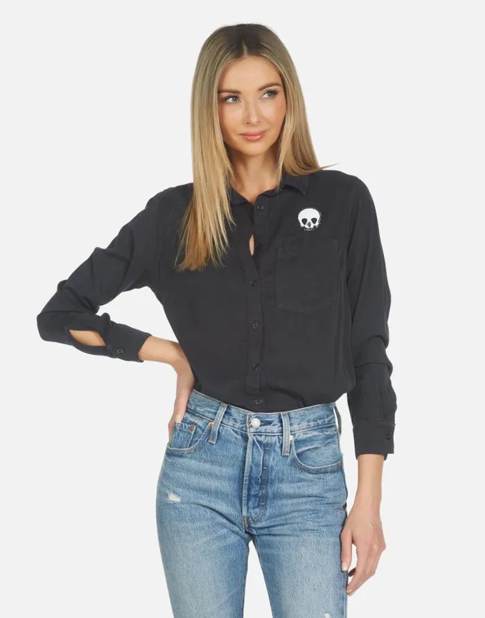 Sloane Music Skull Onyx Women Lauren Moshi Long Sleeve