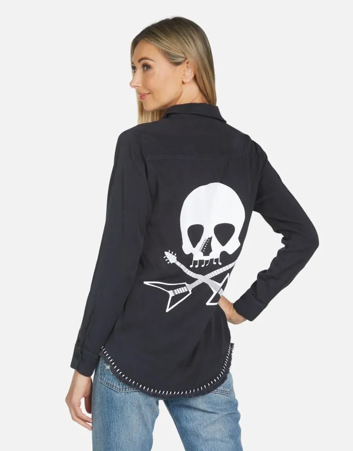 Sloane Music Skull Onyx Women Lauren Moshi Long Sleeve