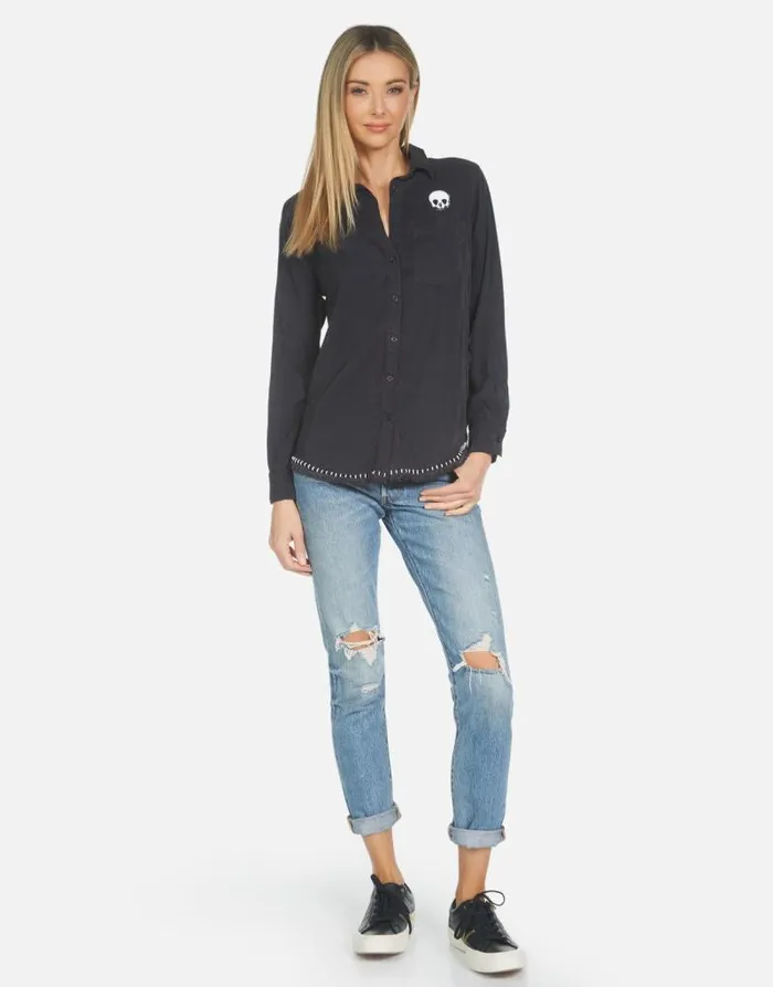 Sloane Music Skull Onyx Women Lauren Moshi Long Sleeve