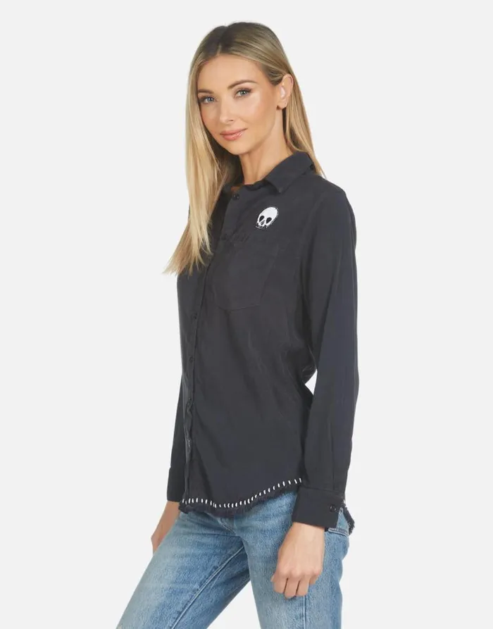 Sloane Music Skull Onyx Women Lauren Moshi Long Sleeve