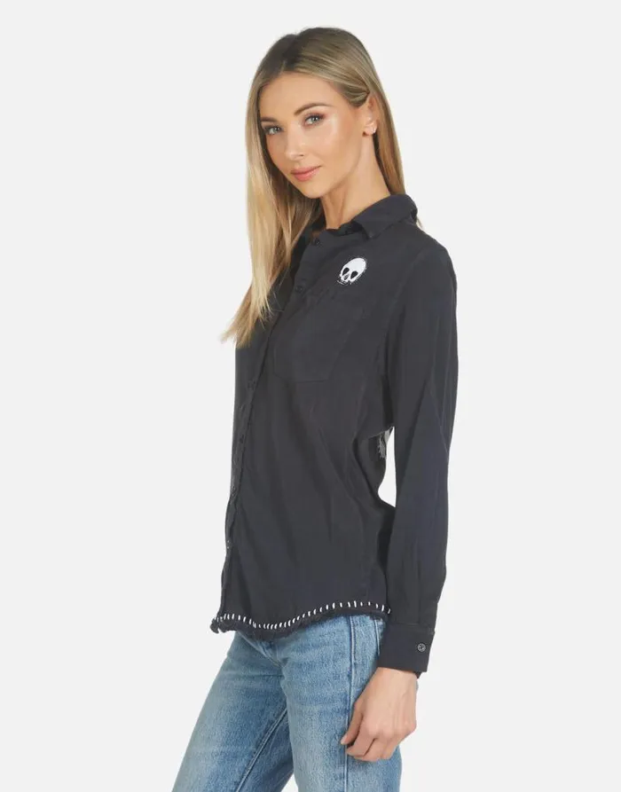 Sloane Music Skull Onyx Women Lauren Moshi Long Sleeve
