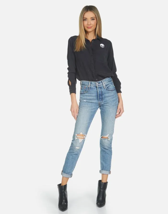 Sloane Music Skull Onyx Women Lauren Moshi Long Sleeve