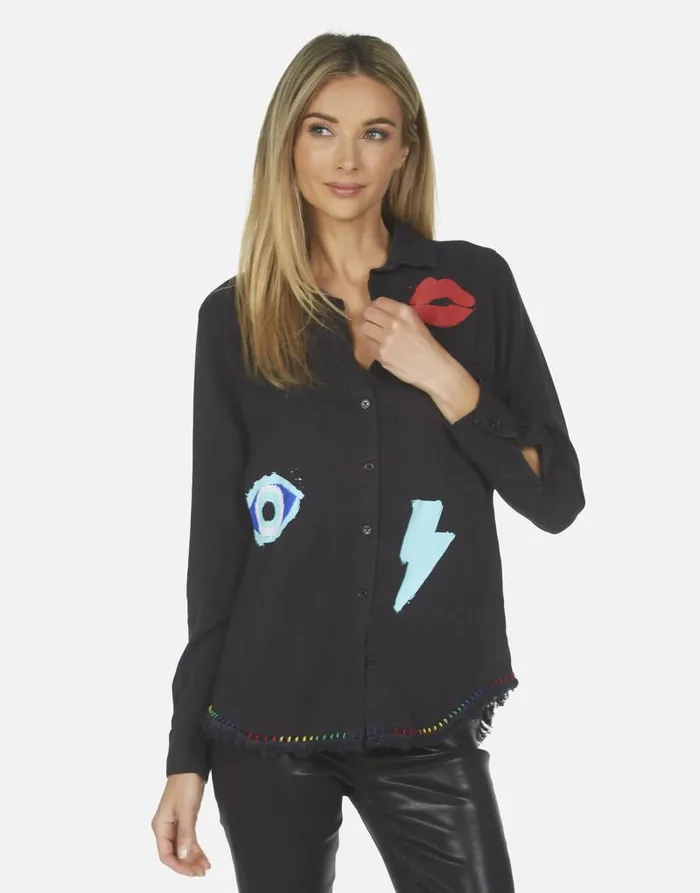 Sloane Painted Evil Eye Onyx Women Lauren Moshi Long Sleeve