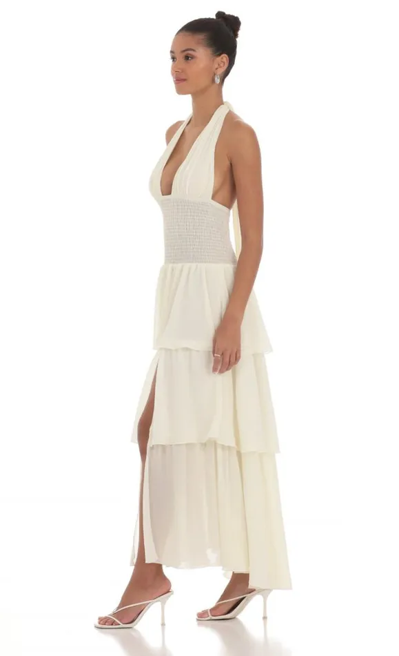 Smocked Halter Maxi Dress Cream Women LUCY IN THE SKY Maxi Dresses Smocked Halter Maxi Dress Cream Women LUCY IN THE SKY Maxi Dresses