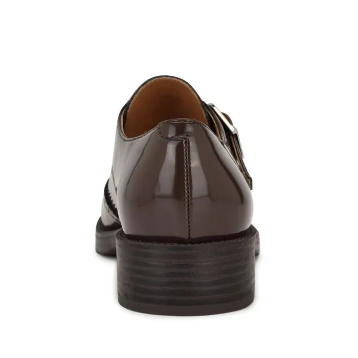 Smythe Monk Strap Loafers Dark Brown Patent Women Nine West Flats Smythe Monk Strap Loafers Dark Brown Patent Women Nine West Flats